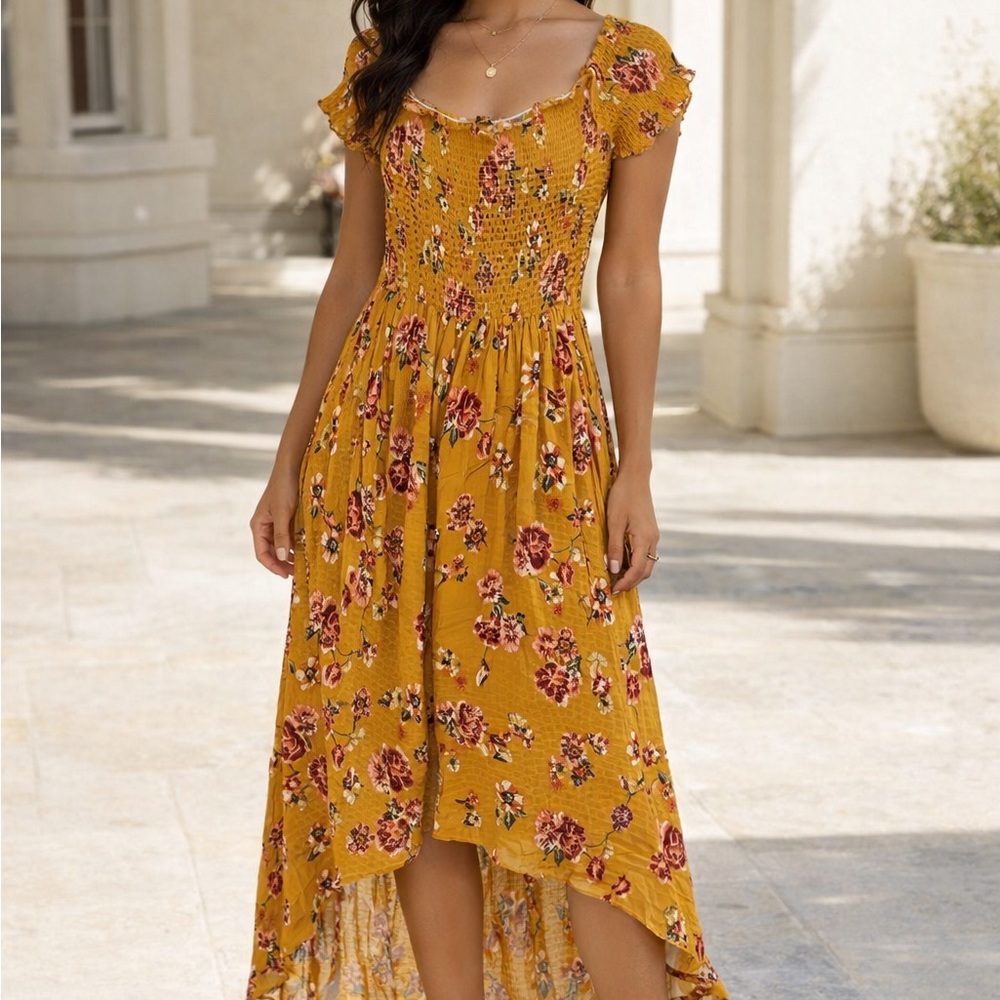 J For Justify Yellow Floral Dress XL NWT